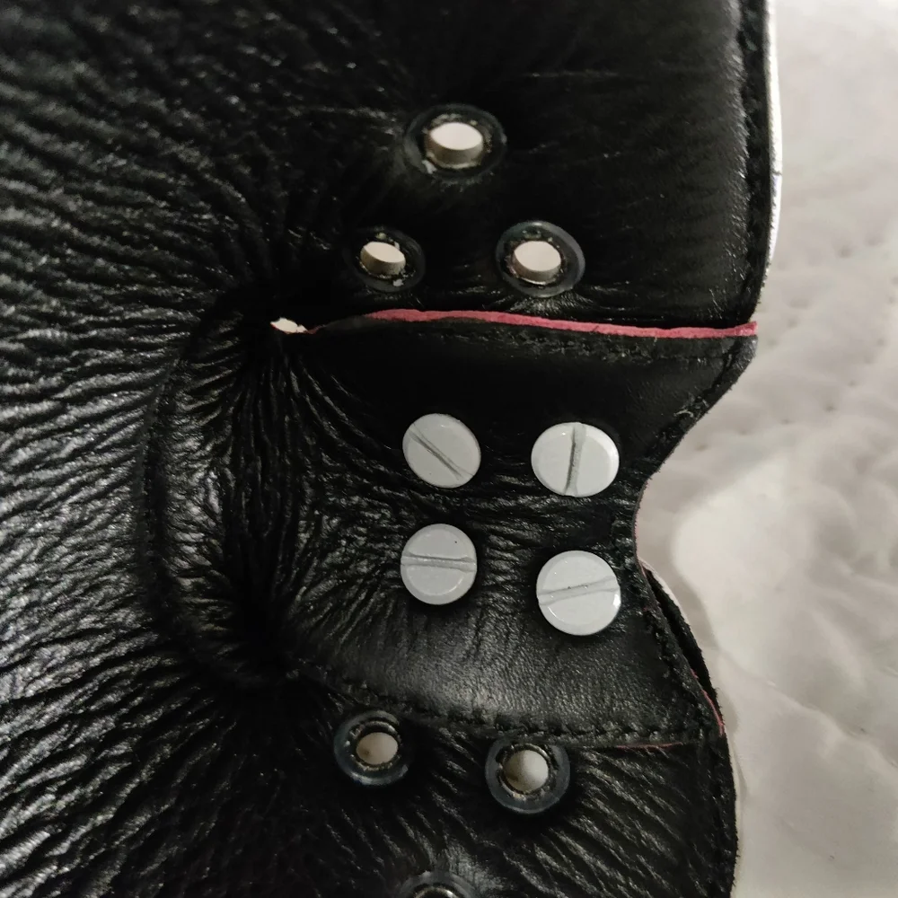 Adult Size Pup/Dog Mask Red, White, Black, Handmade Leather